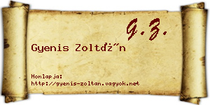 Gyenis Zoltán névjegykártya